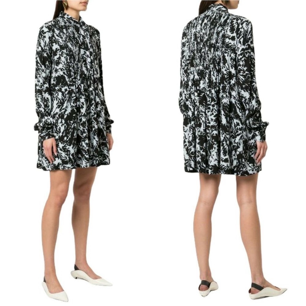 PROENZA SCHOULER Shadow Printed Georgette Babydoll Mini Dress Abstract size 8